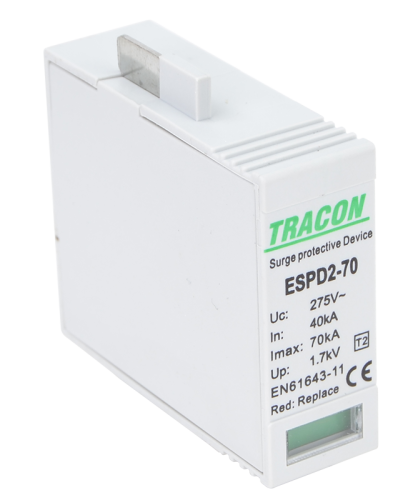 Wkładka ogranicznika przepięć typu T2 AC 70 M Uc:275V, In:40kA, Imax:70kA, Up:1,7kV ESPD2-70MO Tracon Electric