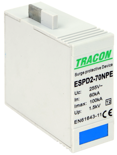 Wkładka ogranicznika przepięć , AC, 70 NPE Uc:275/255V; In:40kA; Imax:70kA; Up:1,7/1,5kV ESPD2-70NPE Tracon Electric
