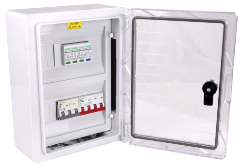 Skrzynka ochrony przeciwprzepięciowej dla systemów PV 330×250×130mm,IP65,IK10,AC1+2, 400V, In:10A, Iimp:12.5kA, SPBPV310 Tracon Electric