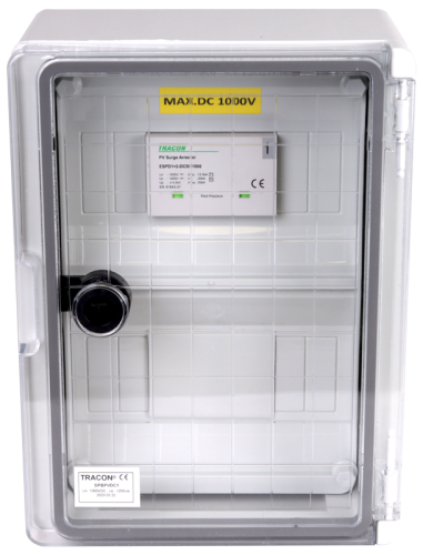 Skrzynka ochrony przeciwprzepięciowej dla systemów PV 280×210×130mm, IP65, DC1+2, Un=1000VDC SPBPVDC1 Tracon Electric