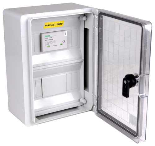 Skrzynka ochrony przeciwprzepięciowej dla systemów PV 280×210×130mm, IP65, DC1+2, Un=1000VDC SPBPVDC1 Tracon Electric