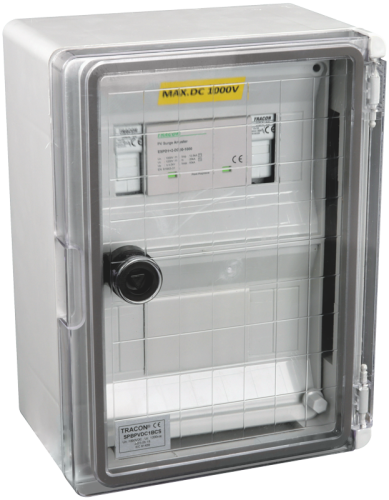 Skrzynka ochrony przeciwprzepięciowej dla systemów PV 320x210x130mm, IP65, DC1+2, Un=1000VDC SPBPVDC1BCS Tracon Electric
