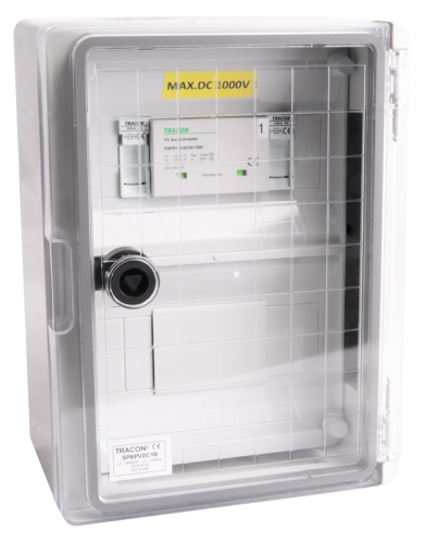 Skrzynka ochrony przeciwprzepięciowej dla systemów PV 280×210×130mm, IP65, DC1+2, Un=1000VDC SPBPVDC1B Tracon Electric