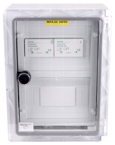 Skrzynka ochrony przeciwprzepięciowej dla systemów PV 330x250x130mm, IP65, DC1+2, Un=1000VDC SPBPVDC2 Tracon Electric