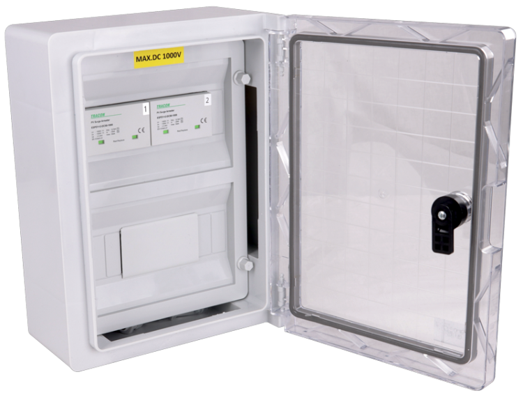 Skrzynka ochrony przeciwprzepięciowej dla systemów PV 330x250x130mm, IP65, DC1+2, Un=1000VDC SPBPVDC2 Tracon Electric