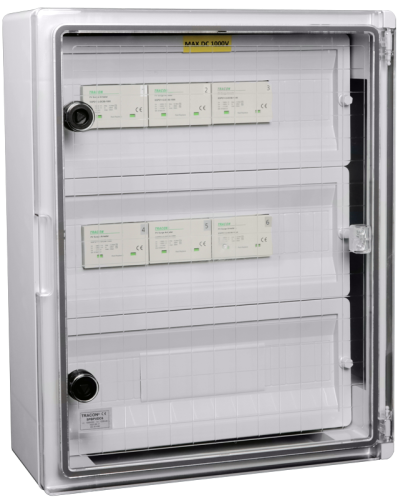 Skrzynka ochrony przeciwprzepięciowej dla systemów PV 500x400x175mm, IP65, DC1+2, Un=1000VDC SPBPVDC6 Tracon Electric