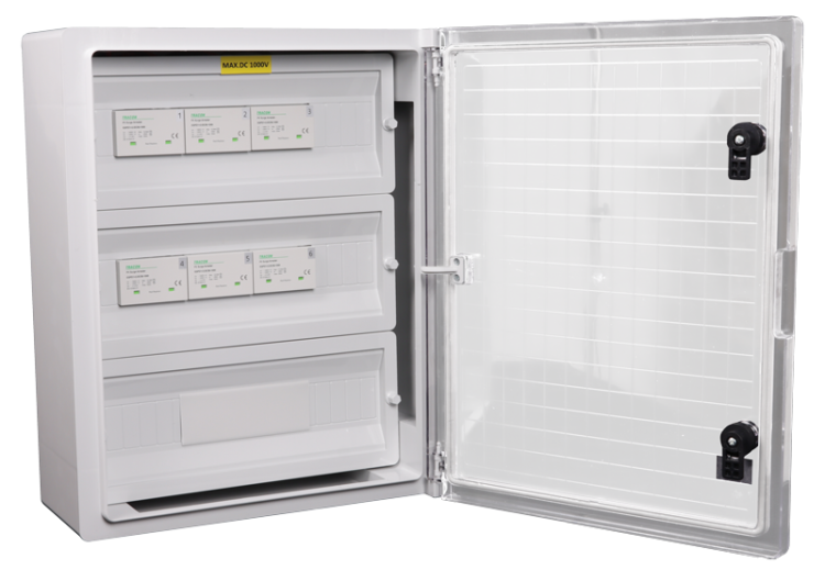 Skrzynka ochrony przeciwprzepięciowej dla systemów PV 500x400x175mm, IP65, DC1+2, Un=1000VDC SPBPVDC6 Tracon Electric