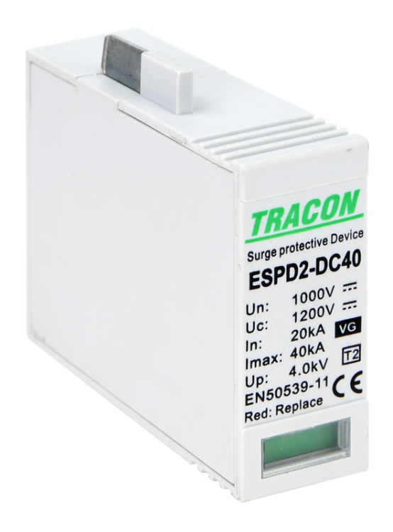 Wkładka T2 DC typu VG ogranicznika przepięć 1000V Ucpv: 1200V; In:20kA; Imax:40kA; Up:4kV; Var+GTD ESPD2-DC40-1000VG Tracon Electric