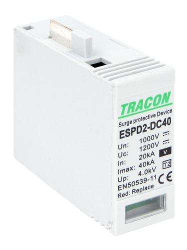 Ogranicznik przepięć DC, T2 typu V, wkładka 1000V Ucpv: 1200V, In:20kA, Imax:40kA, Up:4kV, Var ESPD2-DC40-1000VO Tracon Electric