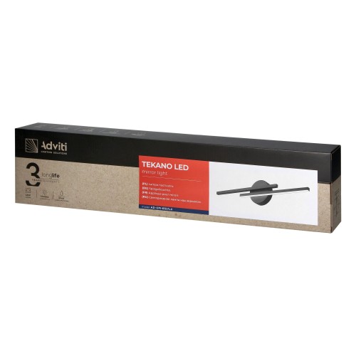 TEKANO LED 14W, lampa nad lustro, 1540lm, 4000K, IP44, dł. 55 cm, aluminium, czarna AD-OM-6517L4/B ADVITI