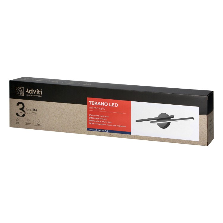 TEKANO LED 14W, lampa nad lustro, 1540lm, 4000K, IP44, dł. 55 cm, aluminium, czarna AD-OM-6517L4/B ADVITI