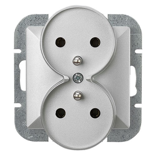 Gniazdo podwójne p/t 2x2P+Z Pearl, 16A, 250V, PT-6 PR, srebrny OR-OE-7706/G ORNO