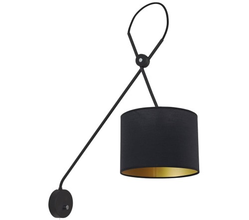 Lampa ścienna kinkiet Loft VIPER I BLACK 6513 NOWODVORSKI Lighting E14 nowoczesna oświetleniowa Industrialna abażur tkanina czarno-złoty czarny złoty metal Inspiracje Premium