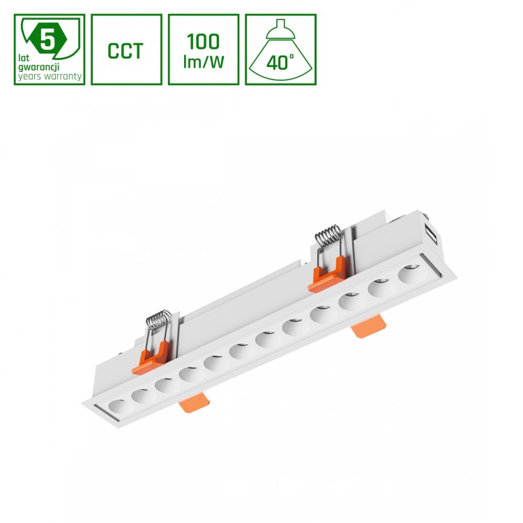 GRID S Oprawa podtynkowa 12W CCT 230V 40st IP20 230x34x61mm biały 5 Lat Gwarancji WLD+20011_CCT SPECTRUM LED
