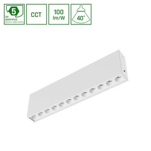 GRID S Oprawa natynkowa 12W CCT 230V 40st IP20 222x26x60mm biały 5 Lat Gwarancji WLD+20013_CCT SPECTRUM LED