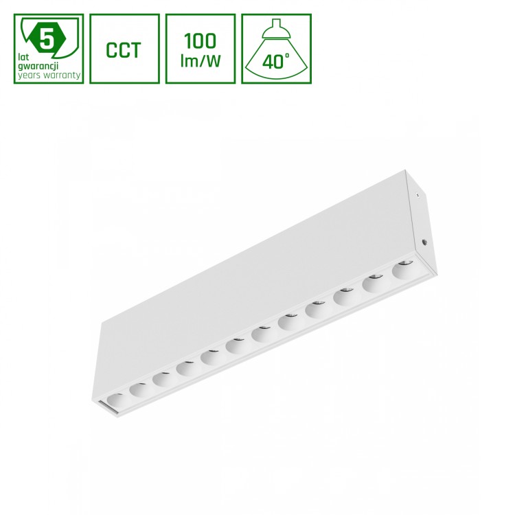 GRID S Oprawa natynkowa 12W CCT 230V 40st IP20 222x26x60mm biały 5 Lat Gwarancji WLD+20013_CCT SPECTRUM LED