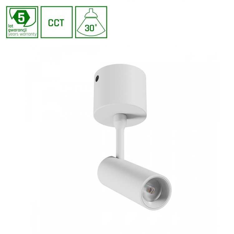 SPOT S Oprawa natynkowa 6W CCT 230V 30st IP20 śr.35x122x184mm biały 5 Lat Gwarancji WLD+20015_CCT SPECTRUM LED