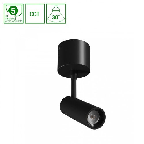 SPOT S Oprawa natynkowa 6W CCT 230V 30st IP20 śr.35x122x184mm czarny 5 Lat Gwarancji WLD+20016_CCT SPECTRUM LED