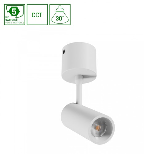 SPOT M Oprawa natynkowa 10W CCT 230V 30st IP20 śr.44 x145x205mm biały 5 Lat Gwarancji WLD+20017_CCT SPECTRUM LED