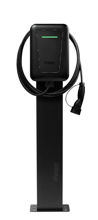 EVCS Stacja ładowania witty one 1x11kW 3f RFID Bluetooth z kablem 6,5m T2 XVR111C Hager do samochodu elektrycznego stacjonarna 3-fazowa dla pojazdów aut samochodów elektrycznych montaż ścienny lub na stojaku