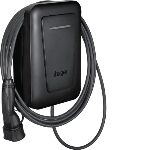 EVCS Stacja ładowania witty one 1x7kW 1f RFID Bluetooth z kablem 6,5m T2 XVR107C Hager do samochodu elektrycznego stacjonarna 1-fazowa dla pojazdów aut samochodów elektrycznych montaż ścienny lub na stojaku