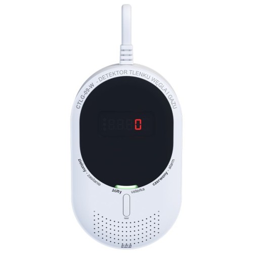 Detektor tlenku węgla i gazu CTLG-09-W F&F czujnik czadu z wbudowanym modułem Wi-Fi i integracją z Tuya Smart