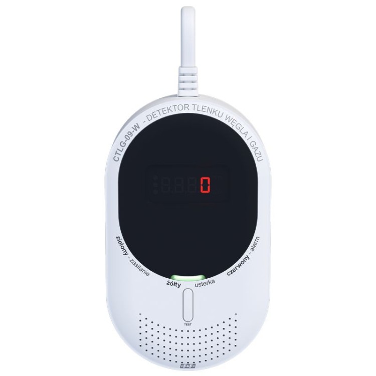 Detektor tlenku węgla i gazu CTLG-09-W F&F czujnik czadu z wbudowanym modułem Wi-Fi i integracją z Tuya Smart