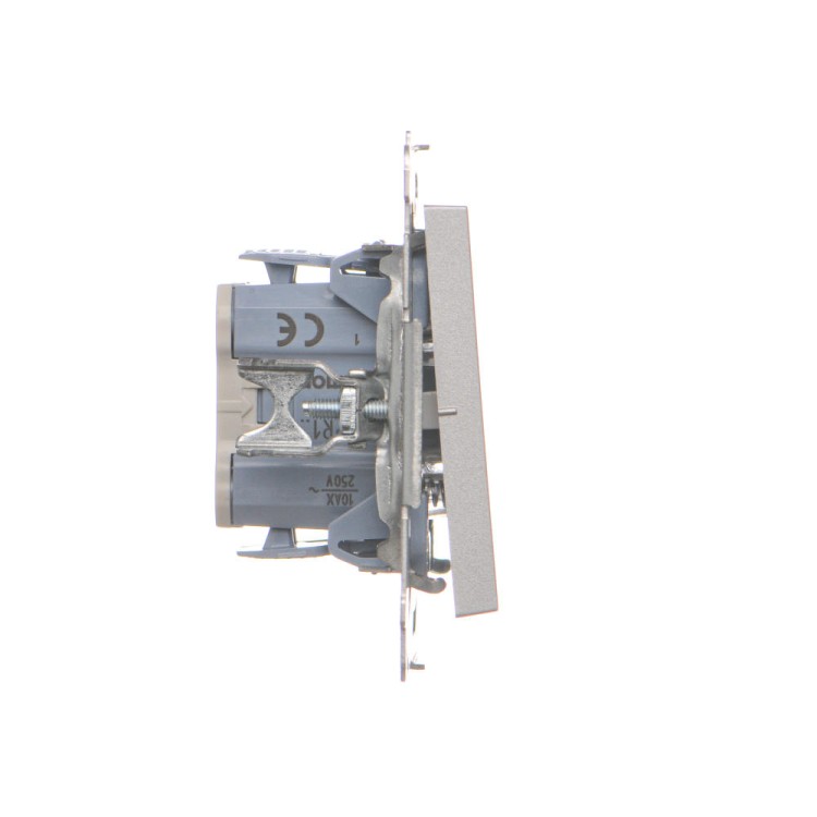 Przycisk pojedynczy rozwierny bez piktogramu Simon 55 TPR1.01/143 Kontakt-Simon aluminium mat