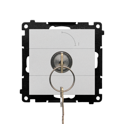 Łącznik na kluczyk chwilowy (przycisk) 2 pozycyjny „0-I” Simon 55 TP1K.01/143 Kontakt-Simon aluminium mat