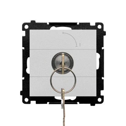 Łącznik na kluczyk chwilowy (przycisk) 2 pozycyjny „0-I” Simon 55 TP1K.01/143 Kontakt-Simon aluminium mat