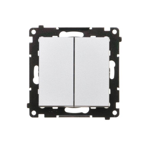 Przycisk podwójny zwierny, dwuobwodowy: 2 wejścia, 2 wyjścia Simon 55 TP2.01/143 Kontakt-Simon aluminium mat