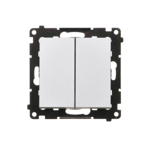 Przycisk podwójny zwierny, dwuobwodowy: 2 wejścia, 2 wyjścia Simon 55 TP2.01/143 Kontakt-Simon aluminium mat
