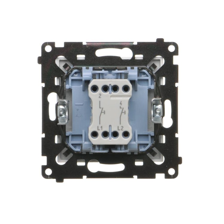Przycisk podwójny zwierny, dwuobwodowy: 2 wejścia, 2 wyjścia Simon 55 TP2.01/143 Kontakt-Simon aluminium mat