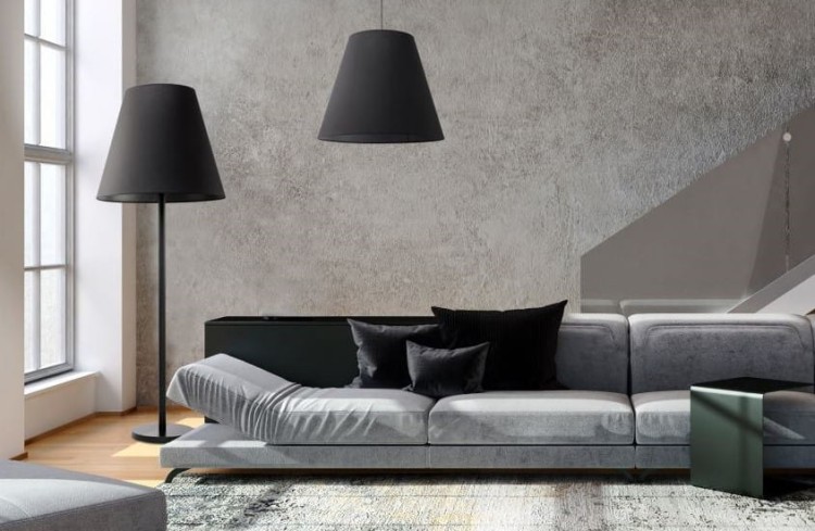 Lampa podłogowa Loft MOSS FL BLACK 9736 NOWODVORSKI Lighting 3xE27 nowoczesna oświetleniowa stojąca Industrialna abażur tkanina czarny metal Inspiracje Premium