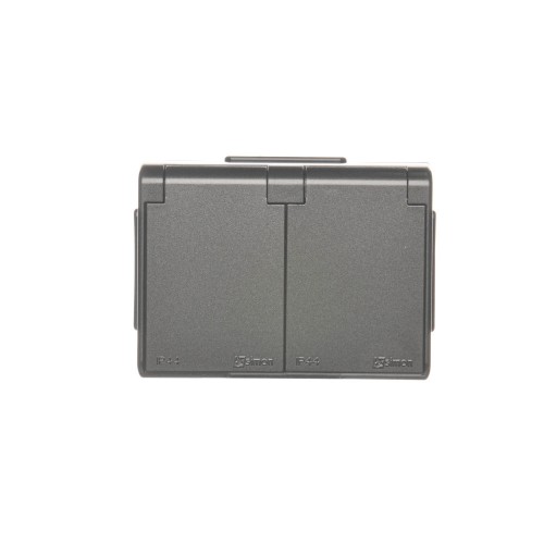 Gniazdo wtyczkowe podwójne z uziemieniem typu Schuko z przesłonami torów prądowych - w wersji IP44 - wersja skandynawska Simon 54 EGSZ2NZB/48 Kontakt-Simon antracyt, metalizowany