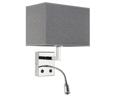 Lampa ścienna kinkiet Loft HOTEL LED GRAY KINKIET 9302 NOWODVORSKI Lighting E27 nowoczesna oświetleniowa Industrialna z lampką do czytania i włącznikiem szary metal idealna do hotelu Inspiracje Premium