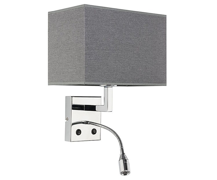 Lampa ścienna kinkiet Loft HOTEL LED GRAY KINKIET 9302 NOWODVORSKI Lighting E27 nowoczesna oświetleniowa Industrialna z lampką do czytania i włącznikiem szary metal idealna do hotelu Inspiracje Premium