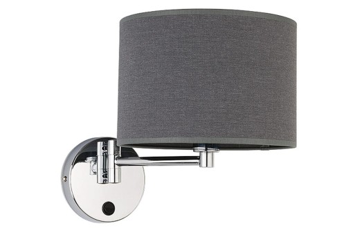 Lampa ścienna kinkiet Loft HOTEL GRAY I KINKIET B 9303 NOWODVORSKI Lighting 2xE27 nowoczesna lampa oświetleniowa z włącznikiem regulowany Industrialna abażur tkanina szary szara metal idealna do hotelu Inspiracje Premium