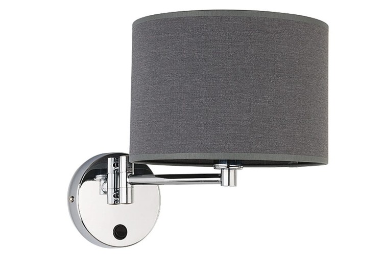 Lampa ścienna kinkiet Loft HOTEL GRAY I KINKIET B 9303 NOWODVORSKI Lighting 2xE27 nowoczesna lampa oświetleniowa z włącznikiem regulowany Industrialna abażur tkanina szary szara metal idealna do hotelu Inspiracje Premium