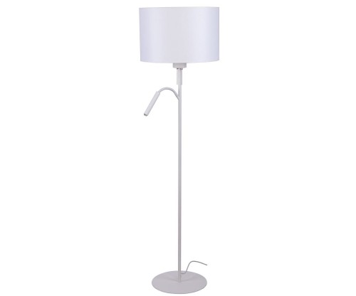 Lampa stojąca podłogowa z lampką do czytania Loft HOTEL PLUS WHITE PODŁOGOWA 9074 NOWODVORSKI Lighting E27/G9 nowoczesna oświetleniowa Industrialna abażur tkanina biały biała metal idealna do hotelu sypialni Inspiracje Premium