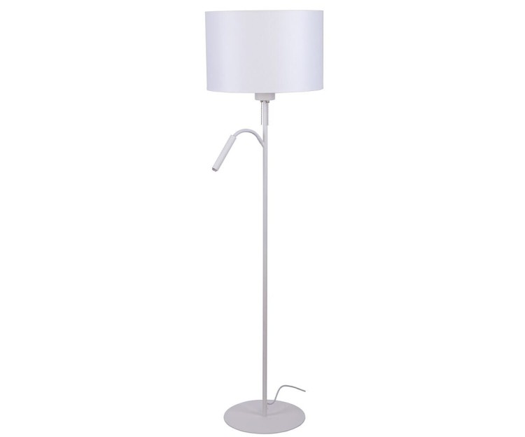 Lampa stojąca podłogowa z lampką do czytania Loft HOTEL PLUS WHITE PODŁOGOWA 9074 NOWODVORSKI Lighting E27/G9 nowoczesna oświetleniowa Industrialna abażur tkanina biały biała metal idealna do hotelu sypialni Inspiracje Premium