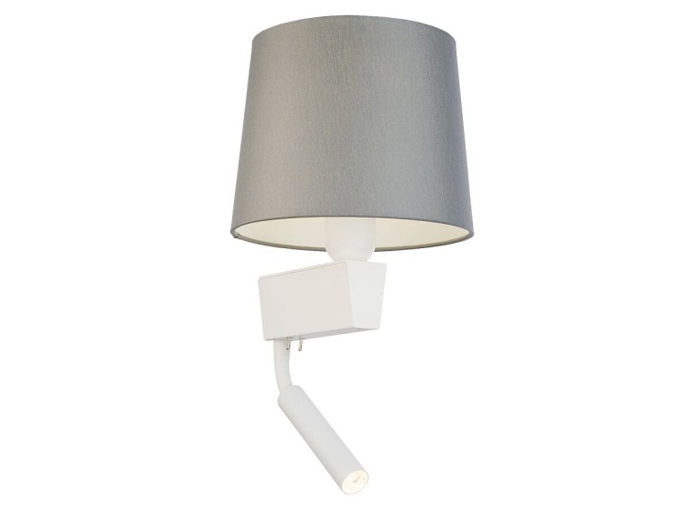 Lampa ścienna kinkiet z lampką do czytania Loft CHILLIN II WHITE GRAY 8215 NOWODVORSKI Lighting E27/G9 nowoczesna oświetleniowa ścienna z włącznikiem Industrialna abażur tkanina szary szara metal idealna do hotelu sypialni Inspiracje Premium