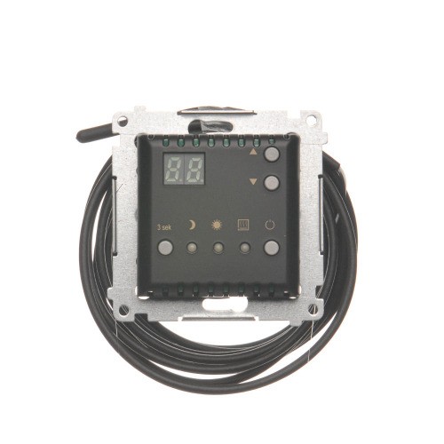 Regulator temperatury z wyświetlaczem z czujnikiem zewnętrznym (sonda) Simon 54 DTRNSZ.01/49 Kontakt-Simon czarny mat