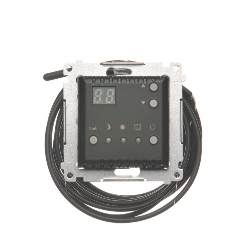 Regulator temperatury z wyświetlaczem z czujnikiem zewnętrznym (sonda) Simon 54 DTRNSZ.01/49 Kontakt-Simon czarny mat