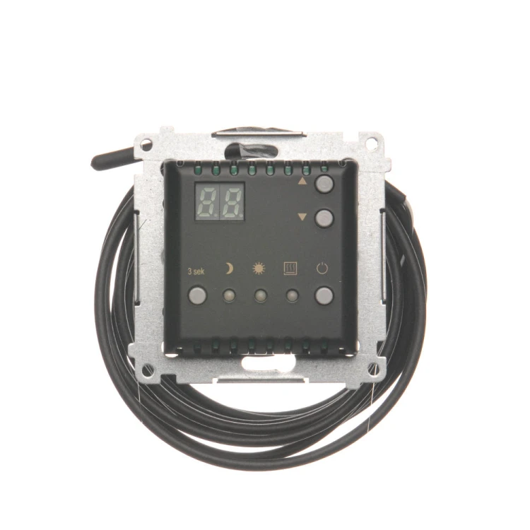 Regulator temperatury z wyświetlaczem z czujnikiem zewnętrznym (sonda) Simon 54 DTRNSZ.01/49 Kontakt-Simon czarny mat
