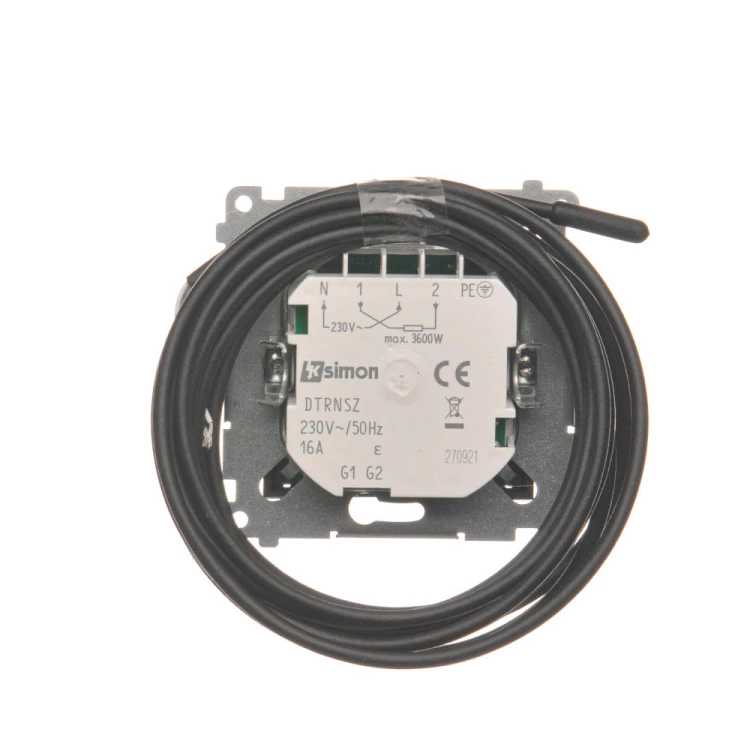 Regulator temperatury z wyświetlaczem z czujnikiem zewnętrznym (sonda) Simon 54 DTRNSZ.01/49 Kontakt-Simon czarny mat