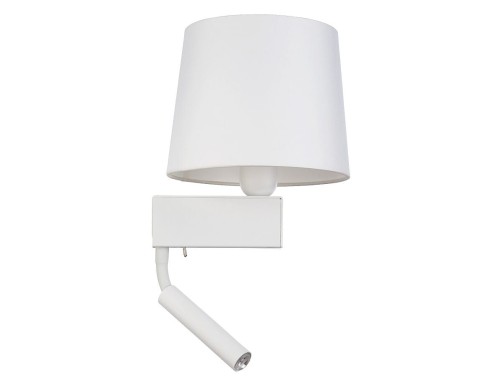 Lampa ścienna kinkiet z lampką do czytania Loft CHILLIN II WHITE WH 8216 NOWODVORSKI Lighting E27/G9 nowoczesna oświetleniowa ścienna z włącznikiem Industrialna abażur tkanina biały biała metal idealna do hotelu sypialni Inspiracje Premium