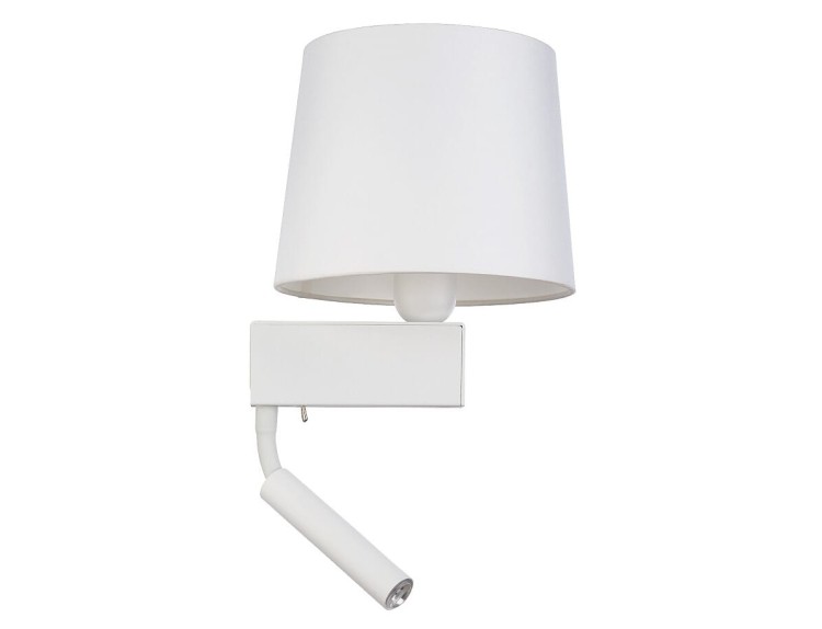 Lampa ścienna kinkiet z lampką do czytania Loft CHILLIN II WHITE WH 8216 NOWODVORSKI Lighting E27/G9 nowoczesna oświetleniowa ścienna z włącznikiem Industrialna abażur tkanina biały biała metal idealna do hotelu sypialni Inspiracje Premium