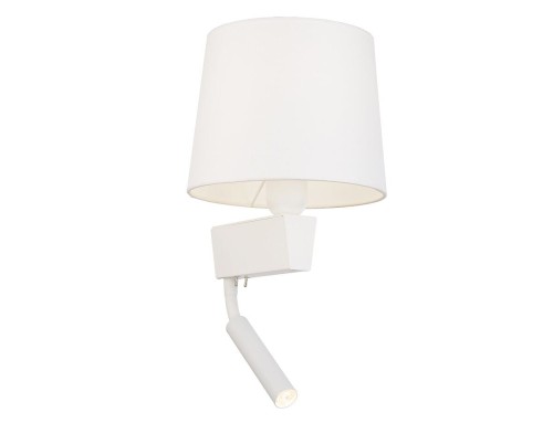 Lampa ścienna kinkiet z lampką do czytania Loft CHILLIN II WHITE WH 8216 NOWODVORSKI Lighting E27/G9 nowoczesna oświetleniowa ścienna z włącznikiem Industrialna abażur tkanina biały biała metal idealna do hotelu sypialni Inspiracje Premium