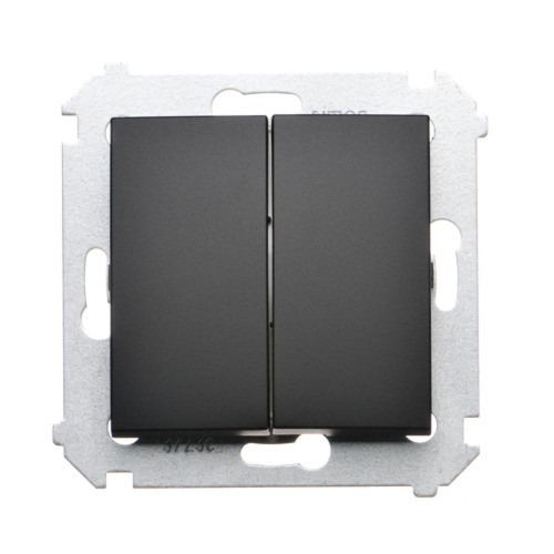 Łącznik schodowy podwójny z podświetleniem LED, bez piktogramu Simon 54 DW6/2L.01/X/49 Kontakt-Simon czarny mat